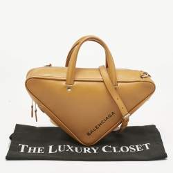 Pre Owned Balenciaga Mustard Yellow Leather Triangle Duffle S Bag