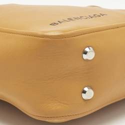 Pre Owned Balenciaga Mustard Yellow Leather Triangle Duffle S Bag