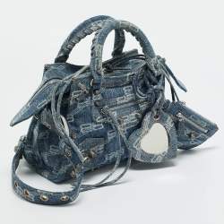 Pre Owned Balenciaga Blue BB Denim XS Neo Cagole Bag
