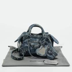 Pre Owned Balenciaga Blue BB Denim XS Neo Cagole Bag