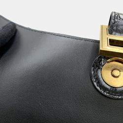 Pre Owned Balenciaga Downtown XS Black Croco Embossed Leather Chain Shoulder Bag