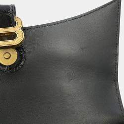 Pre Owned Balenciaga Downtown XS Black Croco Embossed Leather Chain Shoulder Bag