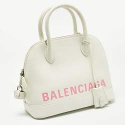 Pre Owned Balenciaga White/Pink Leather Small Ville Satchel