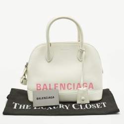 Pre Owned Balenciaga White/Pink Leather Small Ville Satchel