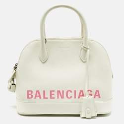 مملوكة مسبقًا Balenciaga White/Pink Leather Small Ville Satchel
