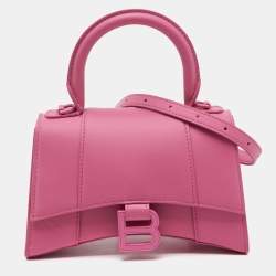 مملوكة مسبقًا Balenciaga Pink Leather XS Hourglass Top Handle Bag