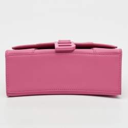 Pre Owned Balenciaga Pink Leather XS Hourglass Top Handle Bag