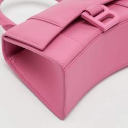 Pre Owned Balenciaga Pink Leather XS Hourglass Top Handle Bag