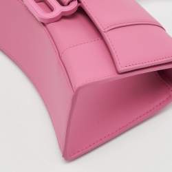 Pre Owned Balenciaga Pink Leather XS Hourglass Top Handle Bag
