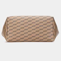 Pre Owned Balenciaga Brown Large BB Monogram Coated Canvas Signature East West Shopper Bag