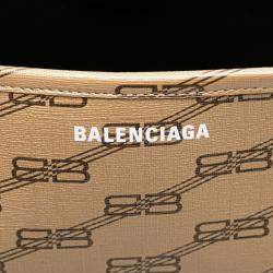 Pre Owned Balenciaga Brown Large BB Monogram Coated Canvas Signature East West Shopper Bag