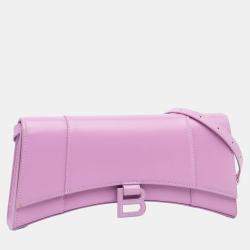 Pre Owned Balenciaga Hourglass Stretch Pink Leather Shoulder Bag