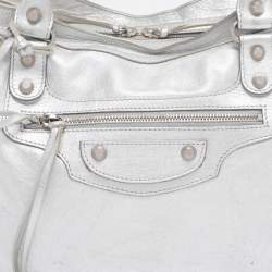Pre Owned Balenciaga Silver Leather RH Classic City Bag