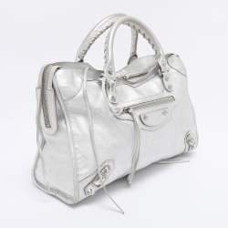 Pre Owned Balenciaga Silver Leather RH Classic City Bag