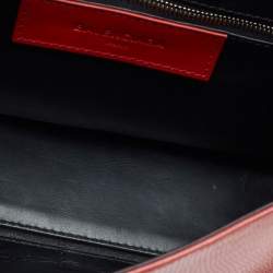 Pre Owned Balenciaga Red Lizard Embossed Leather Mini Trapeze Maillon Top Handle Bag