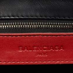 Pre Owned Balenciaga Red Lizard Embossed Leather Mini Trapeze Maillon Top Handle Bag