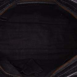 Pre Owned Balenciaga Black Multicolor Small Lambskin Motocross Striped Classic City Satchel