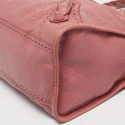 Pre Owned Balenciaga Pink Leather Brogues Classic City Tote