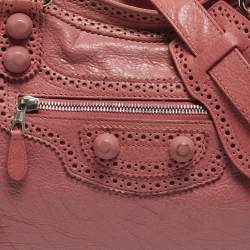 Pre Owned Balenciaga Pink Leather Brogues Classic City Tote
