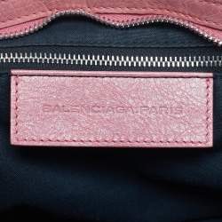 Pre Owned Balenciaga Pink Leather Brogues Classic City Tote