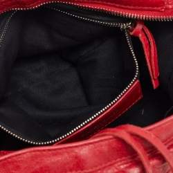 Pre Owned حقيبة ستراب لوجو صغيرة بالنسياجا كلاسيك ج لد أحمر دراجة نارية سيتي