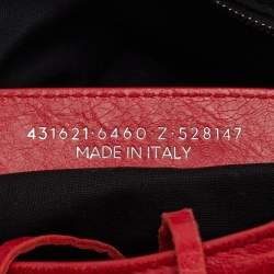 Pre Owned حقيبة ستراب لوجو صغيرة بالنسياجا كلاسيك جلد أحمر دراجة نارية سيتي