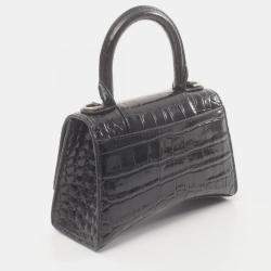 Pre Owned Balenciaga Hourglass XS Black Leather Shoulder Bag