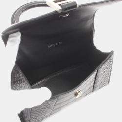 Pre Owned Balenciaga Hourglass XS Black Leather Shoulder Bag