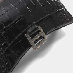 Pre Owned Balenciaga Hourglass XS Black Leather Shoulder Bag