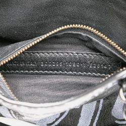 Pre Owned Balenciaga Black Blue Mini Lambskin Motocross Graffiti Classic City Satchel