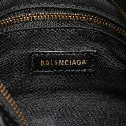 Pre Owned Balenciaga Black Blue Mini Lambskin Motocross Graffiti Classic City Satchel