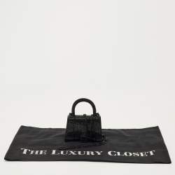 Pre Owned Balenciaga Black Suede Crystal Embellished Nano Hourglass Top Handle Bag