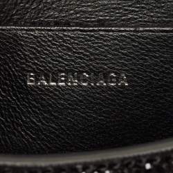 Pre Owned Balenciaga Black Suede Crystal Embellished Nano Hourglass Top Handle Bag