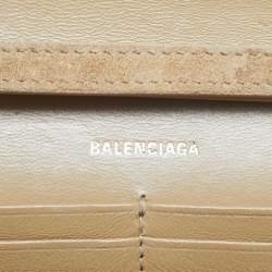 Pre Owned Balenciaga Gold Suede Crystal Embellished Hourglass Wallet on Chain