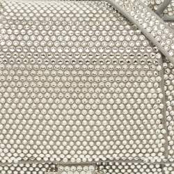 Pre Owned Balenciaga Grey Suede Crystal Embellished XS Hourglass Top Handle Bag