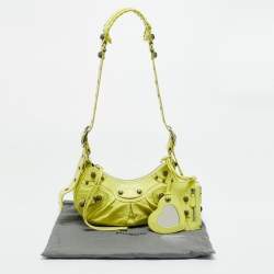 Pre Owned Balenciaga Neon Green Leather XS Le Cagole Shoulder Bag