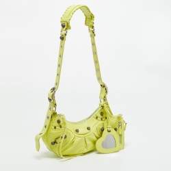 Pre Owned Balenciaga Neon Green Leather XS Le Cagole Shoulder Bag