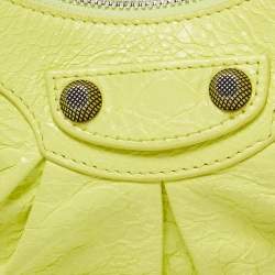 Pre Owned Balenciaga Neon Green Leather XS Le Cagole Shoulder Bag