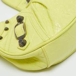 Pre Owned Balenciaga Neon Green Leather XS Le Cagole Shoulder Bag