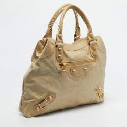 Pre Owned Balenciaga Cream Leather GGH Brief Tote