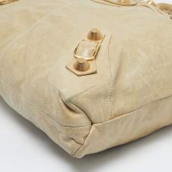 Pre Owned Balenciaga Cream Leather GGH Brief Tote