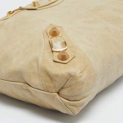 Pre Owned Balenciaga Cream Leather GGH Brief Tote