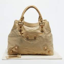 Pre Owned Balenciaga Cream Leather GGH Brief Tote