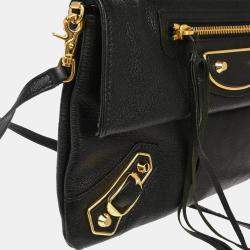 Pre Owned Balenciaga Envelope Black Leather Shoulder Bag