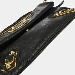 Pre Owned Balenciaga Envelope Black Leather Shoulder Bag