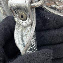 Pre Owned Balenciaga Le Cagoule Silver Leather Nano 2-Way Shoulder Bag