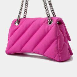 Pre Owned Balenciaga Crush Pink Quilted Nylon Shoulder Bag