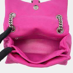 Pre Owned Balenciaga Crush Pink Quilted Nylon Shoulder Bag
