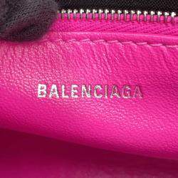 Pre Owned Balenciaga Crush Pink Quilted Nylon Shoulder Bag