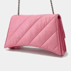Pre Owned Balenciaga Crush XS Pink Leather Shoulder Bag
